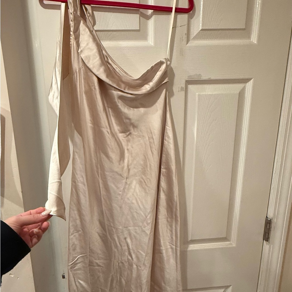 Hello Molly Chic Cream One Shoulder Dress